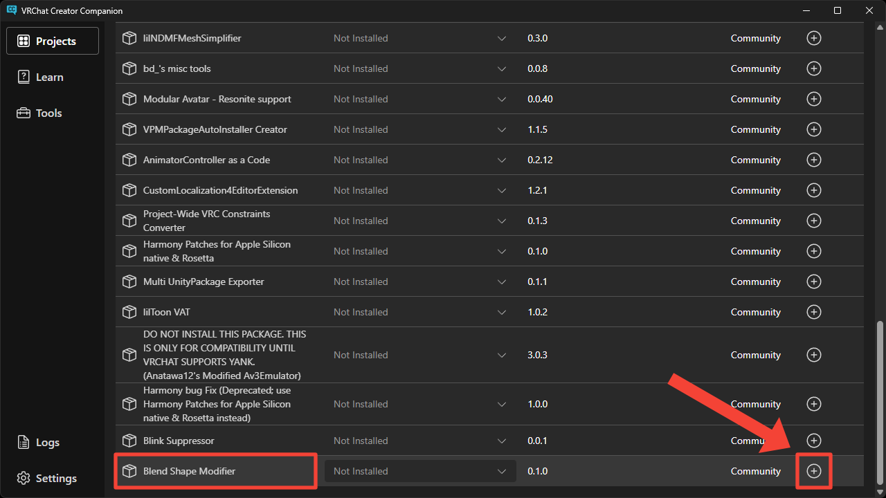 パッケージのインストール